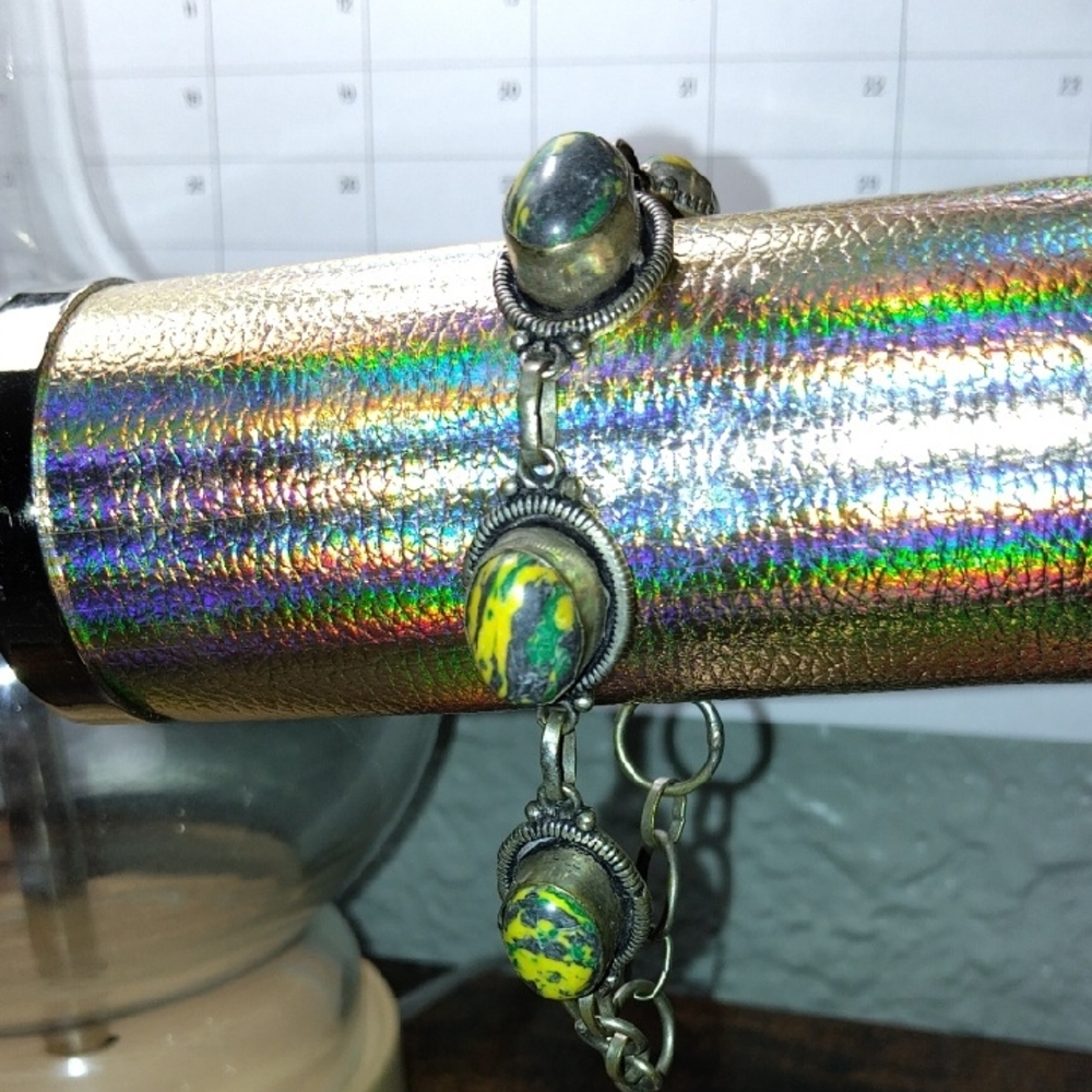 Elegant Silver and Multicolor Stone Bracelet